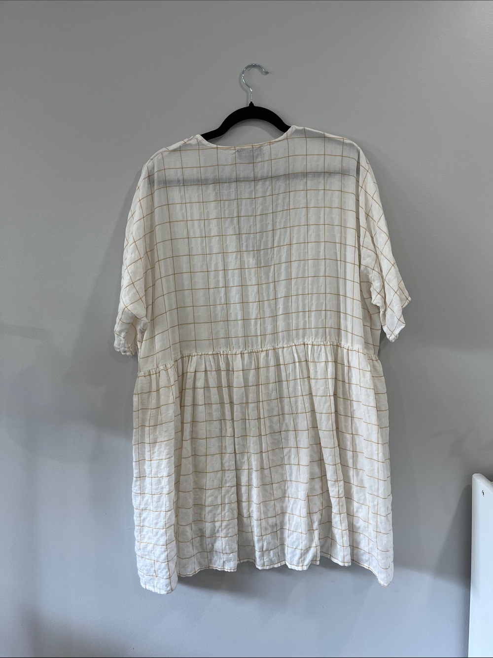 Button-Front Cream Check Tunic - Picture 3 of 4
